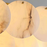 Lustre en pierre d'onyx naturelle, disque rond, chaîne dorée, pour hôtel, restaurant, boutique, salle de réunion, salle à manger
