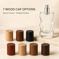 Flacon de parfum en verre sculpté de 50 ml avec bouchon en bois, conteneur vide pour vaporisateur de parfum, emballage personnalisé avec logo