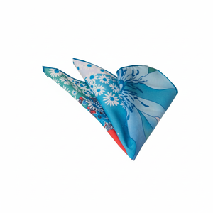 ผ้าพันคอพิมพ์ลายดอกลิลลี่สีน้ำเงินสำหรับผู้ชายพร้อมกระเป๋าเสื้อ - Product Image 2
