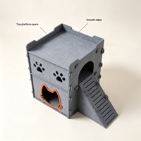 Maison pour chat en feutre à deux niveaux, semi-fermée, avec escalier, design respirant, abri intérieur sécurisé pour chats, toutes saisons