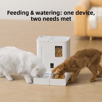 Distributeur automatique de nourriture pour animaux de compagnie grande capacité 5L+4L, fontaine à eau intelligente contrôlée par application, 2-en-1, alimentation programmée, matériau ABS, alimentation par adaptateur