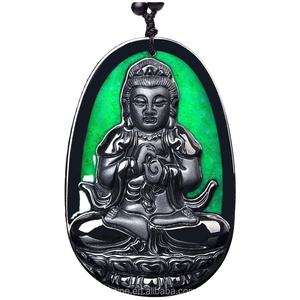 Jadéite certifiée Type A Jadéite naturelle Jade NOIR Zodiac <span class=keywords><strong>Patron</strong></span> Saint NOIR Jade Glace Jade Pendentif En Gros - Product Image 1