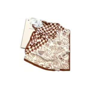 Pañuelo de seda cuadrado Fulare de 70x70 cm con estampado de flores a cuadros, accesorio de moda para mujer - Product Image 1