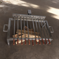 Grill automatique moderne pour kebab et rôtisserie brésilienne, brochettes plates, en acier inoxydable, léger, portable, chariot de camping