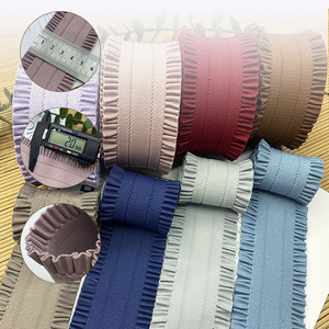 In Stock <strong>Double</strong> <strong>Ruffle</strong> Pleated Ribbon Cloth 5cm <strong>Elastic</strong> Ruffled Lace Trimming - Product Image 3