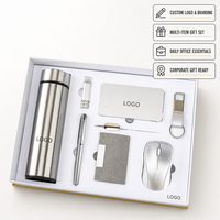 Ensemble cadeau d'entreprise de 8 pièces : gobelet, batterie externe, clé USB, stylo, carnet, souris, porte-clés avec logo personnalisé pour les événements de bureau