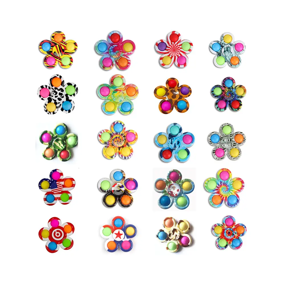 Tie-Dye Fidget Spinner Popit Speelgoed Push Popper Pops-Bubble Spinner Party Favor Zintuiglijke Fidget Speelgoed