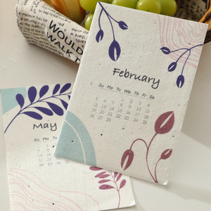 Eco-friendly Recycled Handmade Wholesale Price Environmental Promotion Gifts Customizable Paper Plantable Seed Paper <strong>Calendars</strong>
