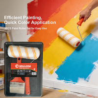 Kit professionnel de 3 rouleaux à peinture de 9 pouces avec bac et pinceau pour la peinture murale, idéal pour la construction commerciale et la rénovation intérieure