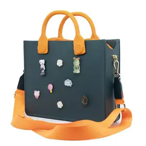2023 new design bags eva crossbody bag with hole for charms silicone rubber tote jelly beach bag for women