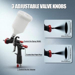 Pistolet de pulvérisation professionnel LVLP avec buses de 1,3/1,5/1,7 mm, régulateur d'air, <span class=keywords><strong>gobelet</strong></span> de 20 oz, pistolet de peinture automobile par gravité A610 - Product Image 1