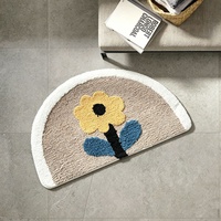 Tapis moelleux semi-circulaire en forme de fleur, tufté à la machine, antidérapant, pour chevet et décoration intérieure