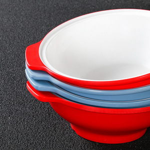 Tazones de melamina grandes, rojos y blancos, con doble asa, para fideos, sopa caliente, uso en restaurantes. - Product Image 3