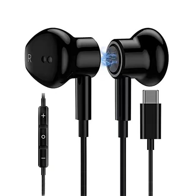 New Portable HiFi Stereo Type-C Wired In-Ear Headsets Noise Cancelling USB C Magnetic Earphones
