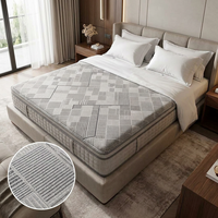Tissu de matelas jacquard double tricoté de luxe gris rayé, très résistant, extensible, pour matelas haut de gamme
