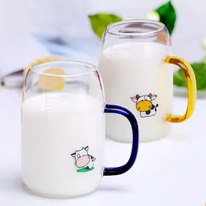 玻璃儿童刻度牛奶量杯带刻度带手柄耐热玻璃水杯