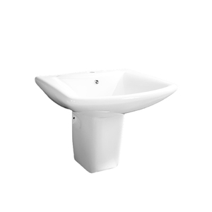 Lavabo en porcelaine de style européen, couleur blanche, demi-piedestal, lavabo en céramique pour salle de bain - Product Image 1