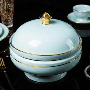 Vajilla de Porcelana Blanca de Jingdezhen, Juego de Platos y Tazones para el Hogar, Vajilla de Porcelana Fina, Tazón de Cerámica Verde Sombra - Product Image 2