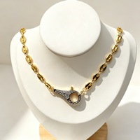 Collier ras du cou tendance en cuivre avec micro-incrustations de zircon et fermoir mousqueton, bijoux fantaisie pour femme, vente en gros