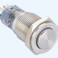 Interrupteur à bouton-poussoir métallique 16 mm 1NO1NC (PM162H-11/S) en acier inoxydable, aluminium noir, laiton nickelé CE/ROHS pour IP40