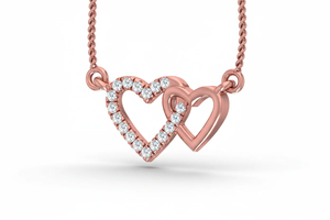 Collier de luxe avec cœurs entrelacés en diamant, chaîne latérale, pierres précieuses scintillantes, cadeau parfait pour les femmes et les filles, anniversaire - Product Image 5