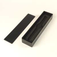 Boîte à bijoux en bois mat avec insert en mousse EVA, logo personnalisé, couvercle coulissant, boîte de rangement pour collier long, présentoir à bijoux et emballage cadeau
