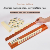 Organizador de Fichas de Mahjong American Standard de 17 Pulgadas, Dos en Uno, con Borde Ondulado, de Madera Maciza, con Varilla de Empuje, Moderno y Profesional