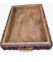 Plateau en bois artisanal haut de gamme, décoratif, pour service et présentation, idéal pour la maison, la table à manger, le comptoir à café, l'entrée et la collection.