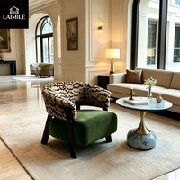 Fauteuil d'appoint en tissu à motifs modernes, pieds en bois noir massif, fauteuil de détente individuel pour salon, décoration intérieure