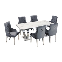 Table de salle à manger rectangulaire haut de gamme avec dessus en marbre Design moderne pour les entrepôts d'ateliers d'hôtels à domicile-Usine directe de Chine