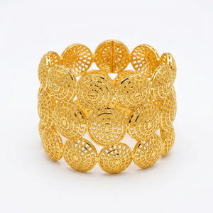 <b>Gold</b> Plated Brass Diamond <b>Infinity</b> Hip Hop Bracelet Set Women Premium Designer Fashion Wedding Party Celebration Gift Collection - Product Image 1