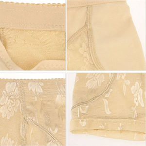 Dames Gewatteerd Slipje Ondergoed M-5XL Plus Size Bloemen Controle Slipje Voor Vrouwen Zwart Beige 2 Stuks Pad Shaper - Product Image 6