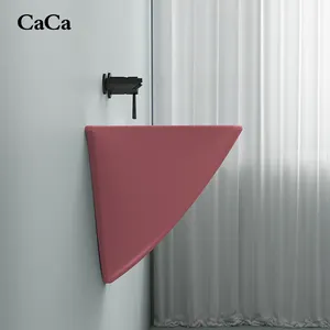 CaCa Unique Shape Ceramic Bathroom Wash Hand Basins Special Wall Hung Washbasin Design With Competitive Price
