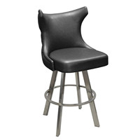 Chaise de bar pivotante haute noire de style moderne en microfibre et métal robuste pour salle à manger, salon, atelier