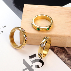 Lanzminos — bague en acier inoxydable pour femmes, bijou fin rose clair, pierre d'été sans polissage - Product Image 2