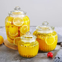 Offres Spéciales cuisine ménage hermétique bonbons maïs cornichon conteneur de stockage des aliments gaufrage bocal en verre ensemble de bidons avec couvercle en verre