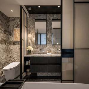 Meuble de salle de bain de style européen, moderne, en bois massif, avec un seul lavabo, à fixer au mur, coiffeuse, armoire de rangement avec miroir - Product Image 2