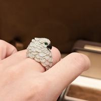 Bague de fiançailles de luxe personnalisée en argent sterling 925 avec micro-pavés de zircon cubique, bague perroquet