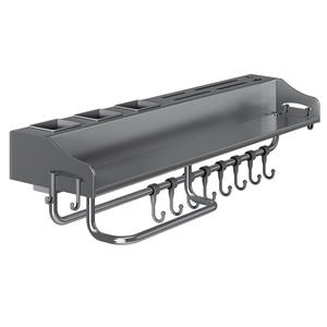 Étagère de rangement murale en acier inoxydable sans perçage avec crochets pour baguettes et couteaux, rectangulaire, multifonctionnelle - Product Image 1