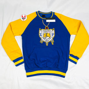 เสื้อสเวตเตอร์บล็อกสีฟ้าและทอง Sigma เสื้อสวมหัวผ้าฝ้ายนุ่มสำหรับสไตล์สโมสรสบายๆแบบกรีกใส่ในชีวิตประจำวัน - Product Image 3