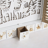 Calendrier de l'Avent de Noël en bois avec LED, 24 jours, boîte cadeau au design européen pour la décoration de la maison et du bureau