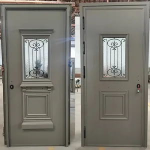 Abyat Eenvoudige Voordeur Polymetal Aluminium Buitendeuren Met Glazen Zijpanelen