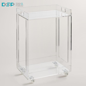 Dsp Việt Nam Nhà Máy Thương Mại Cấp Cao Cấp <span class=keywords><strong>Acrylic</strong></span> Kim Loại Thanh Giỏ Hàng Với Bánh Xe Hai Lớp Xe Đẩy Hiện Đại Cho Khách Sạn Phục Vụ - Product Image 2