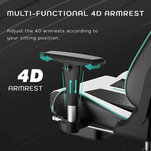 Chaise de <span class=keywords><strong>bureau</strong></span> de jeu Anji moderne, confortable, la moins chère, de course, en PU blanc, PVC, e-sport, massage, pour la maison, le <span class=keywords><strong>bureau</strong></span>, avec repose-pieds - Product Image 3