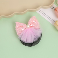 Élastique à cheveux pour enfants, motif nœud à paillettes colorées, accessoire de danse pour filles, cadeau pour bébés, vente en gros Chine