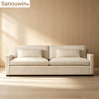Ensemble de canapés modernes en tissu lin, personnalisable, beige, rembourré, pour salon, combinaison canapé et fauteuil