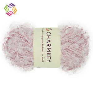 Charmkey fantasia 100% poliestere maglieria a mano piccolo anello bouclé filato cerchio filato per uncinetto e tessitura cappello - Product Image 4