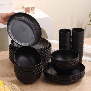 Juego de vajilla de paja de trigo, 32 piezas, platos de 25 cm y 20 cm, tazones de 15 cm, tazas, vajilla redonda biodegradable para uso diario en el hogar - Product Image 3