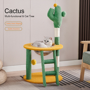 Albero per Gatti a Forma di Cactus di Tendenza con Letto a Capsula Spaziale Trasparente, Tiragraffi in Sisal e Cuccia Multilivello per Gatti di Taglia Grande - Product Image 3
