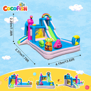 Château gonflable tropical à thème flamant rose Cocofish en gros avec toboggan aquatique et maison <span class=keywords><strong>de</strong></span> saut gonflable pour enfants avec souffleur - Product Image 2